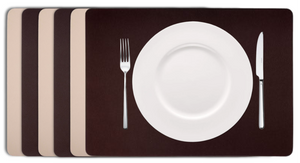 Cookinglife Placemats - Double-sided - Vegan leather - Brown / Sand 46 x 33 cm - 6 pieces