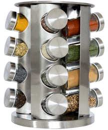 Blackwell Spice rack / Spice carousel - including 16 spice jars - stainless steel