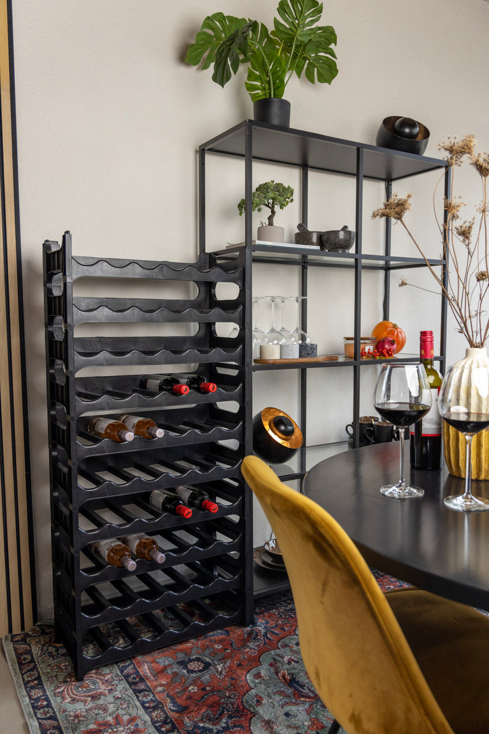 Wine Rack Stackable Black - Plastic - 60 bottles - 10 pieces
