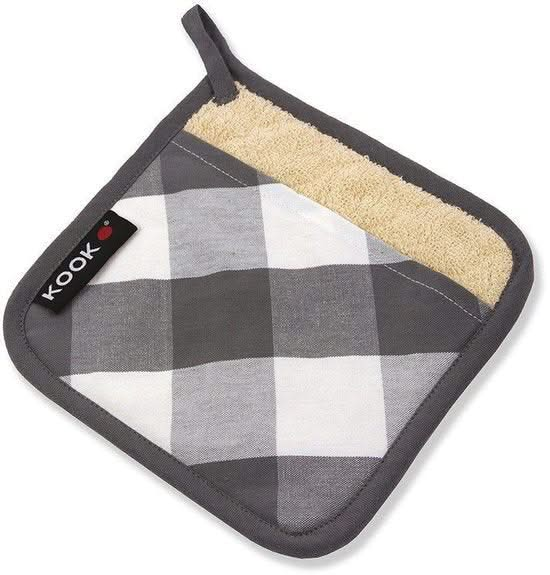 KOOK Potholder Checkered Gray 21 x 21 cm