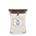 WoodWick Scented Candle Medium White Teak - 11 cm / ø 10 cm - Scented Candle in Glass - Wooden Wick