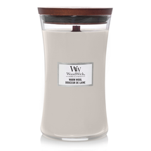 WoodWick Scented Candle Large Warm Wool - 18 cm / ø 10 cm - Scented Candle in Glass - Wooden Wick