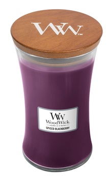 WoodWick Scented Candle Large Spiced Blackberry - 18 cm / ø 10 cm - Scented Candle in Glass - Wooden Wick