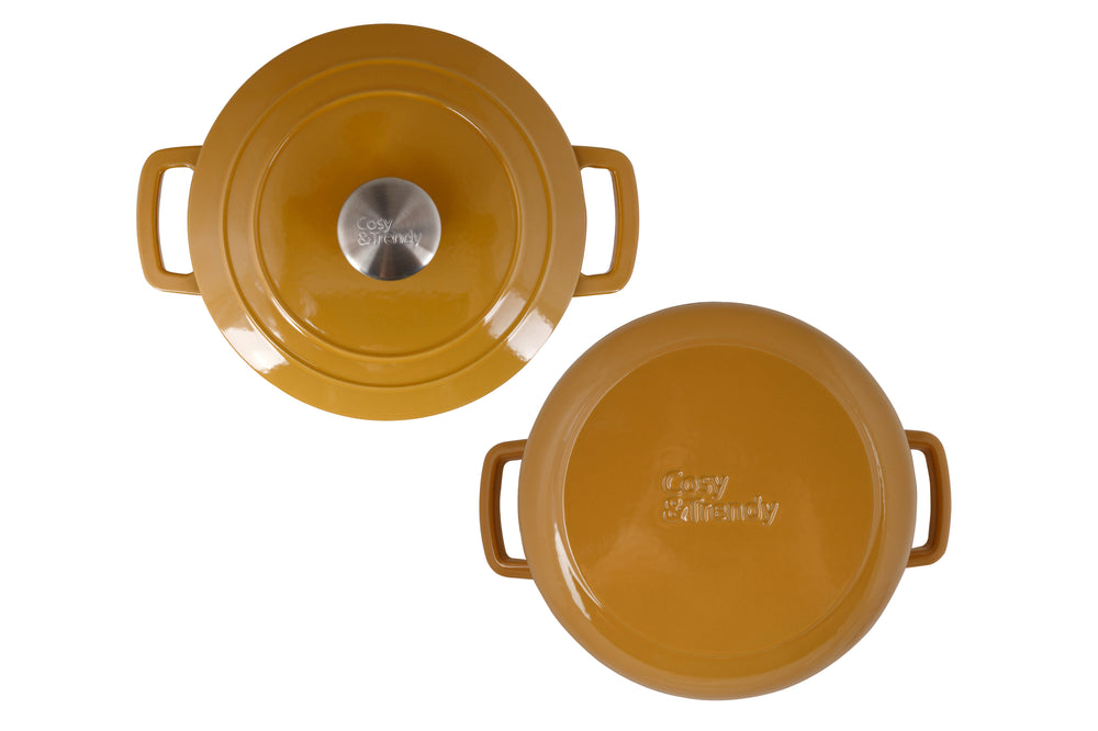 Cosy & Trendy Casserole Fontestic Cast Iron Amber Gold Ø 24 cm / 4.6 Liter - Enamelled