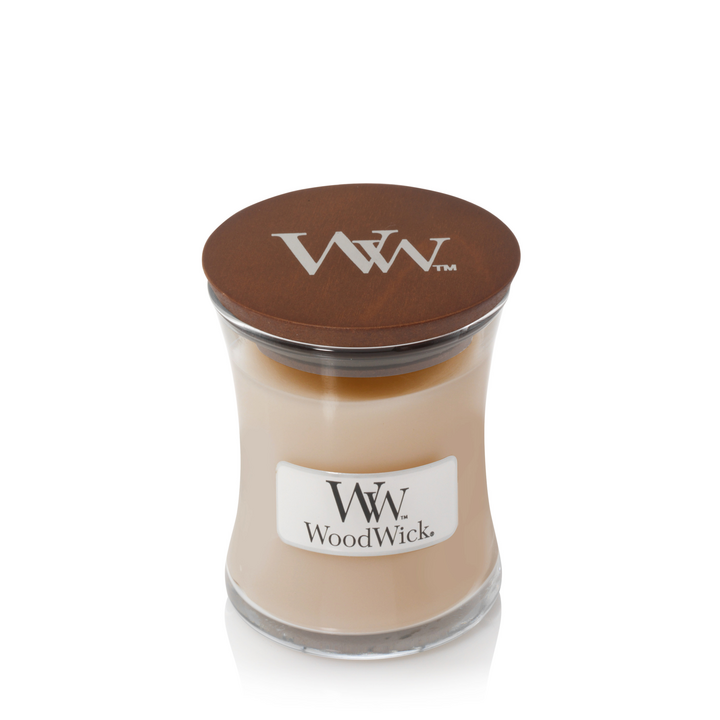 WoodWick Scented Candle Mini White Honey - 8 cm / ø 7 cm - Scented Candle in Glass - Wooden Wick