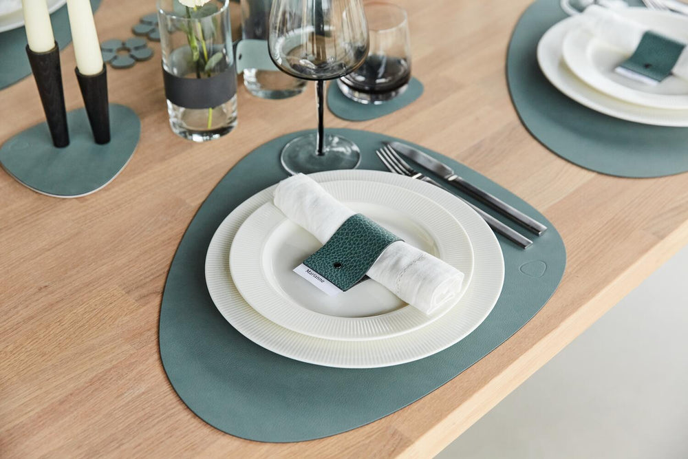 LIND DNA Coasters Hippo - Leather - Pastel Green - ø 10 cm - 4 pieces
