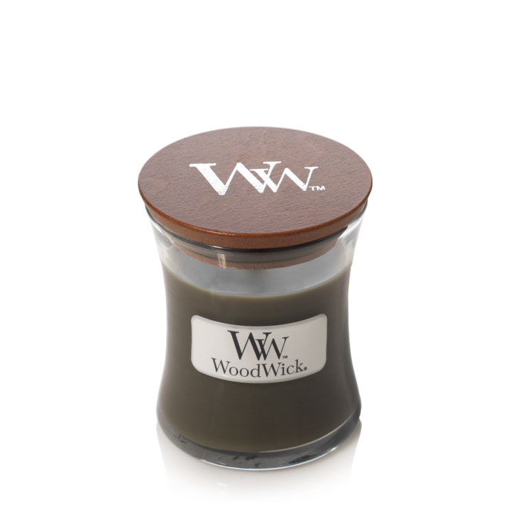 WoodWick Scented Candle Mini Frasier Fir - 8 cm / ø 7 cm - Scented Candle in Glass - Wooden Wick