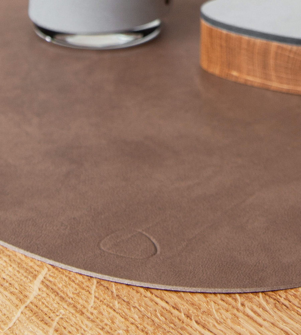 LIND DNA Placemat Nupo - Leather - Brown / Sand - double sided - 44 x 37 cm