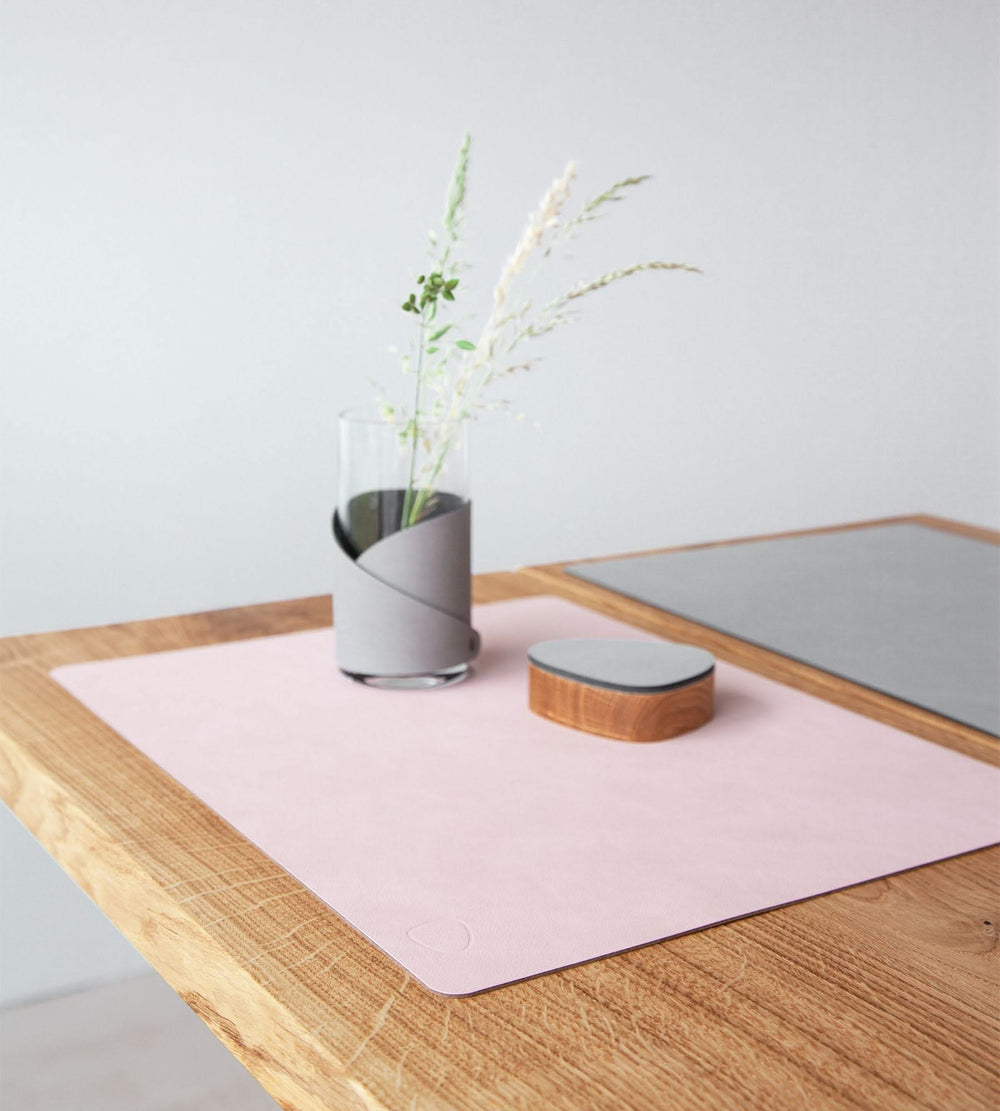 LIND DNA Placemat Nupo - Leather - Rose / Light Grey - double sided - 45 x 35 cm