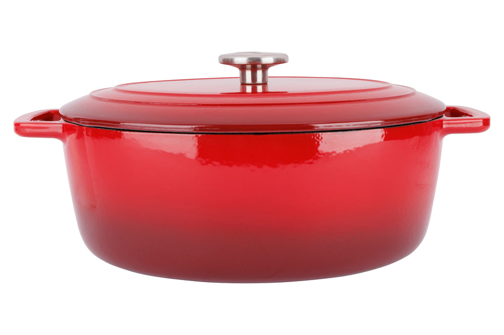 Cosy & Trendy Casserole Fontestic Cast Iron Traditional Red Oval - 31 x 24 cm -. Enamelled