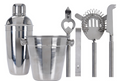 Cookinglife Bar Set Stainless Steel 6-Piece - Cocktail Shaker, Ice Bucket, Strainer, Bottle Opener, Tongs, and Knife