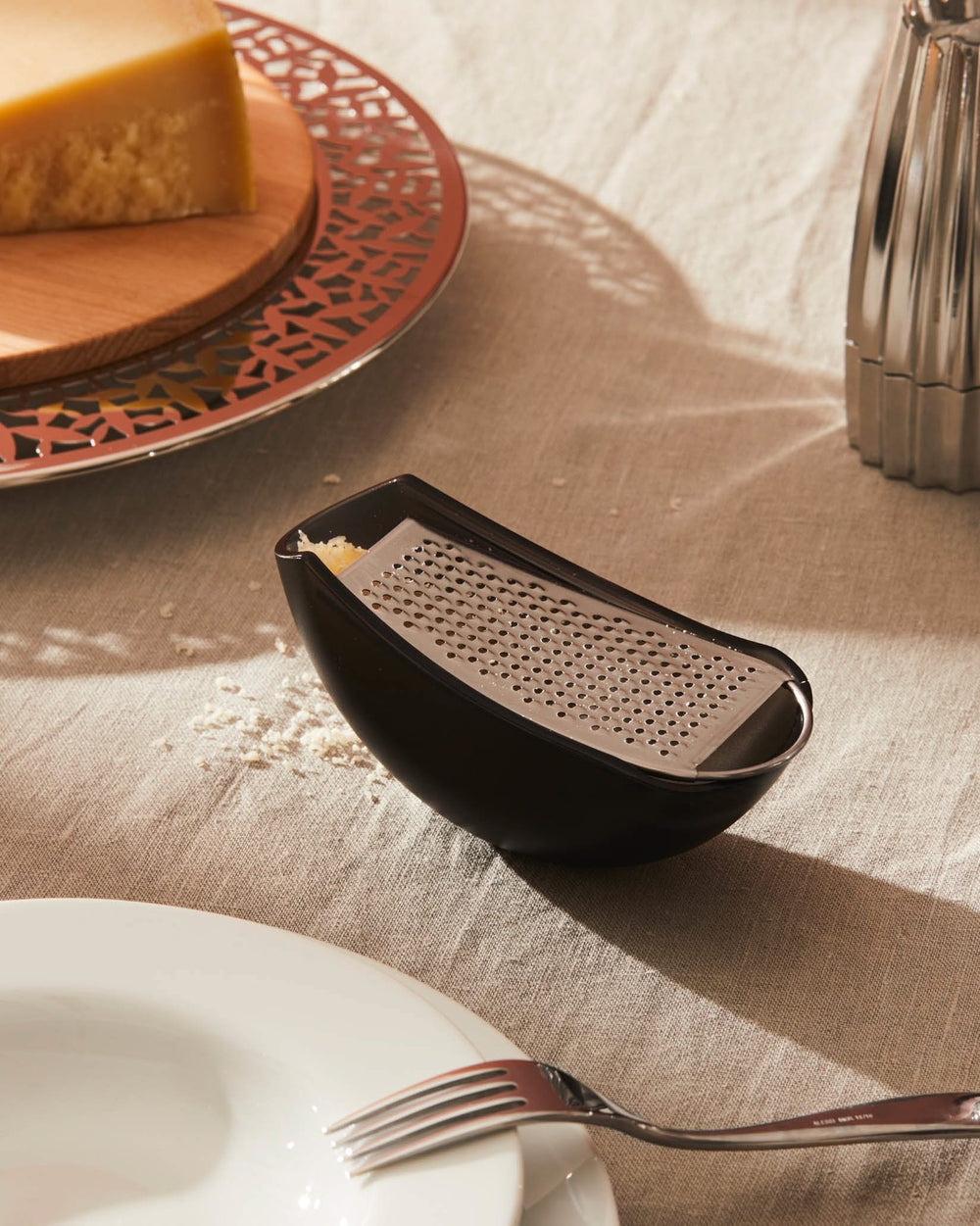 Alessi Grater - with collection tray - Parmenide - AARU01 B - Black - by Alejandro Ruiz