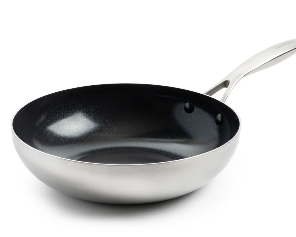 GreenPan Wok pan Geneva - stainless steel - ø 28 cm / 3.6 liters -. Ceramic non-stick coating