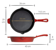 Blackwell Frying pan - Cast iron - Red - ø 26 cm - without non-stick coating - suitable for induction