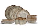 Cosy & Trendy Astera Pearl 16-piece dinnerware set for 4 people - 4 dinner plates, 4 breakfast plates, 4 bowls and 4 mugs