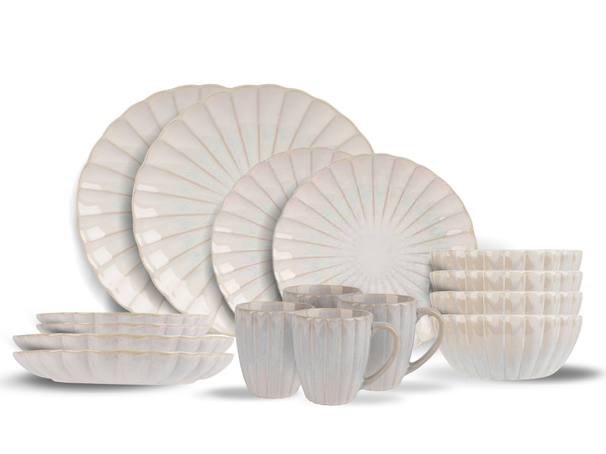 Cosy & Trendy Astera Pure 16-piece dinnerware set for 4 people - 4 dinner plates, 4 breakfast plates, 4 bowls and 4 mugs