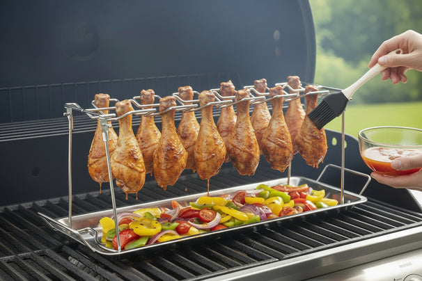 Cookinglife BBQ Chicken Wing Holder Fire & Flavour - Metal - For 12 Pieces Grilling