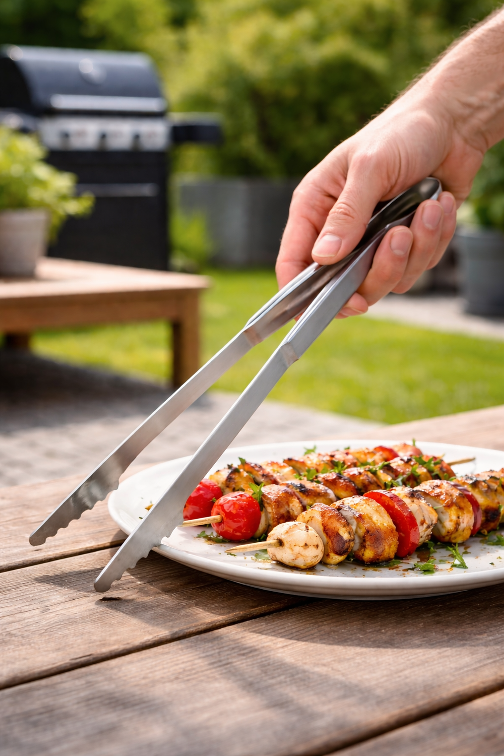 Cookinglife BBQ Tongs Fire & Flavour Stainless Steel 43 cm - Grill tongs for Meat and Vegetables