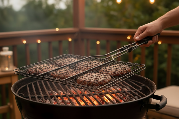 Cookinglife BBQ Hamburger Grill Fire & Flavour 32.5 x 22 cm - Non-Stick Metal