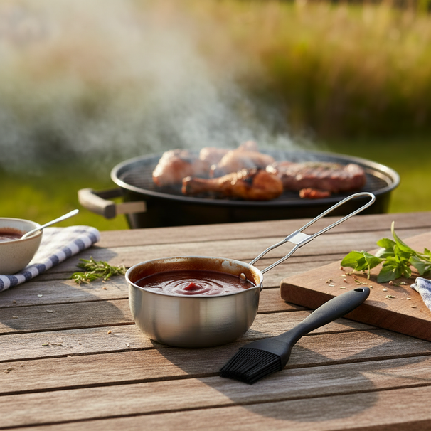 Cookinglife BBQ Saucepan Fire & Flavour Stainless Steel ø 11.5 cm - Including black silicone brush