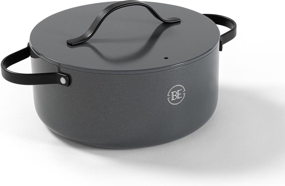 BE Living Casserole with Lid - Ø 24 cm - Ceramic non-stick coating - Suitable for all heat sources - Grey