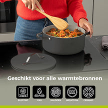 BE Living Casserole with Lid - Ø 24 cm - Ceramic non-stick coating - Suitable for all heat sources - Grey