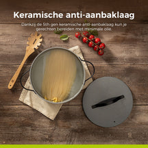 BE Living Casserole with Lid - Ø 24 cm - Ceramic non-stick coating - Suitable for all heat sources - Grey