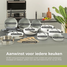 BE Living Casserole with Lid - Ø 28 cm -. Ceramic non-stick coating - Suitable for all heat sources - White