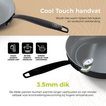 BE Living Casserole with Lid - Ø 28 cm -. Ceramic non-stick coating - Suitable for all heat sources - Black