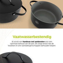 BE Living Casserole with Lid - Ø 28 cm -. Ceramic non-stick coating - Suitable for all heat sources - Black