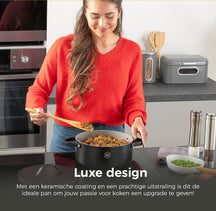 BE Living Casserole with Lid - Ø 28 cm -. Ceramic non-stick coating - Suitable for all heat sources - Black