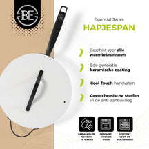 BE Living sauté pan with Lid - Ø 28cm - Ceramic non-stick coating - PFAS free - Suitable for all heat sources - White