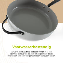 BE Living sauté pan with Lid - Ø 28cm - Ceramic non-stick coating - PFAS free - Suitable for all heat sources - White