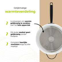 BE Living sauté pan with Lid - Ø 28cm - Ceramic non-stick coating - PFAS free - Suitable for all heat sources - White