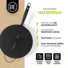 BE Living sauté pan with Lid - Ø 28cm - Ceramic non-stick coating - PFAS free - Suitable for all heat sources - Black