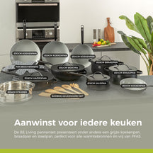 BE Living sauté pan with Lid - Ø 28cm - Ceramic non-stick coating - PFAS free - Suitable for all heat sources - Black