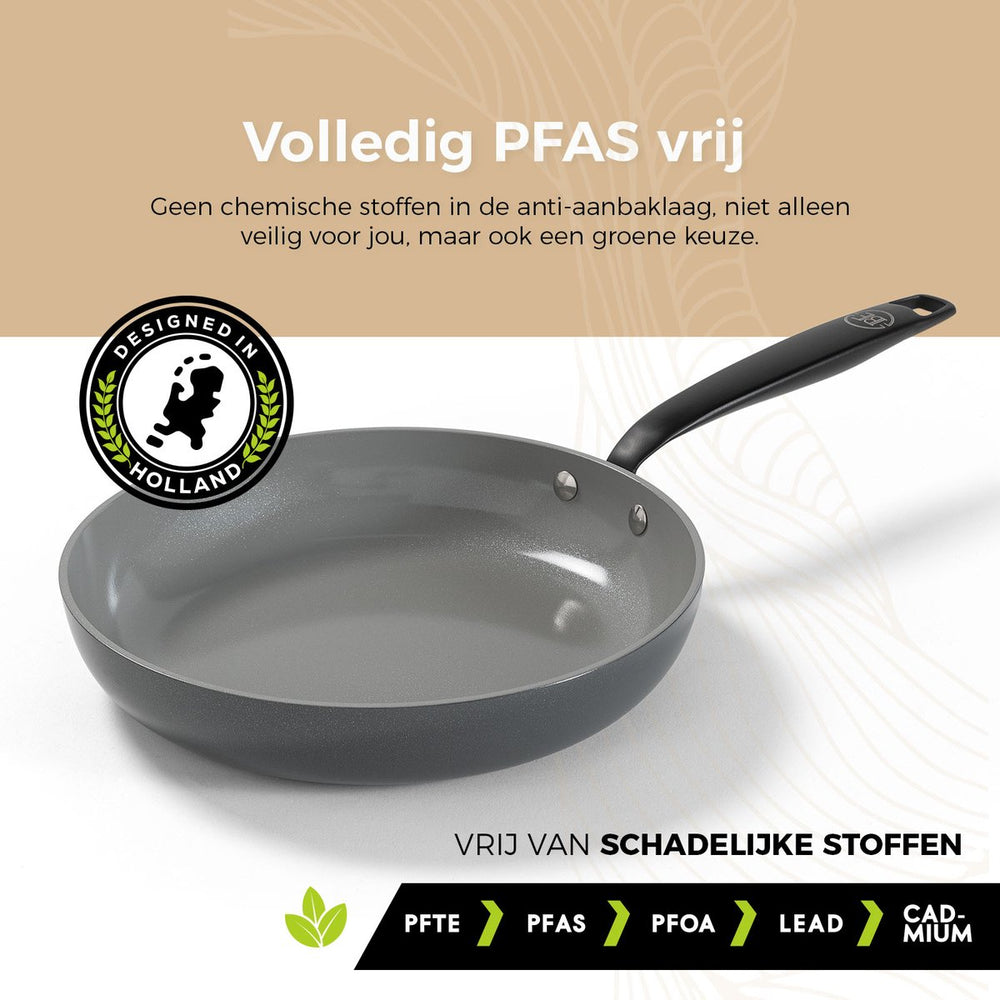 BE Living Frying pan - Ø 30 cm -. Ceramic non-stick coating - PFAS free - Suitable for all heat sources - Grey