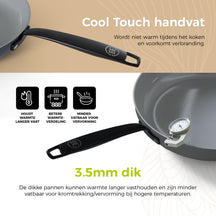 BE Living Frying pan - Ø 30 cm -. Ceramic non-stick coating - PFAS free - Suitable for all heat sources - Grey