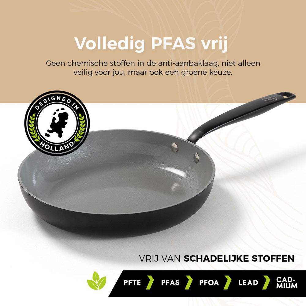 BE Living Frying pan - Ø 28 cm -. Ceramic non-stick coating - PFAS free - Suitable for all heat sources - Black