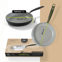 BE Living Frying pan - Ø 20 cm -. Ceramic non-stick coating - PFAS free - Suitable for all heat sources - Black