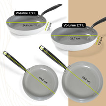 BE Living Frying pan set - Ø 24 & 28 cm - Ceramic non-stick coating - Suitable for all heat sources - White