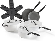 BE Living Cookware set - 12-piece - Essential - Ceramic non-stick coating - Suitable for all heat sources - White