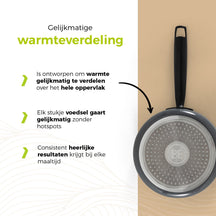 BE Living sauce pan with Lid - Ø 18cm - Ceramic non-stick coating - PFAS free - Suitable for all heat sources - Grey