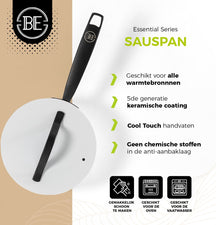 BE Living sauce pan with Lid - Ø 18cm - Ceramic non-stick coating - PFAS free - Suitable for all heat sources - White