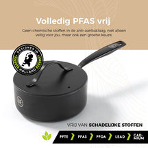 BE Living sauce pan with Lid - Ø 18cm - Ceramic non-stick coating - PFAS free - Suitable for all heat sources - Black