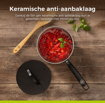 BE Living sauce pan with Lid - Ø 18cm - Ceramic non-stick coating - PFAS free - Suitable for all heat sources - Black