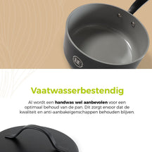 BE Living sauce pan with Lid - Ø 18cm - Ceramic non-stick coating - PFAS free - Suitable for all heat sources - Black