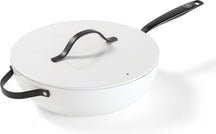 BE Living Wok pan with Lid - Ø 30 cm -. Ceramic non-stick coating - PFAS free - Suitable for all heat sources - White