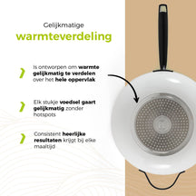 BE Living Wok pan with Lid - Ø 30 cm -. Ceramic non-stick coating - PFAS free - Suitable for all heat sources - White