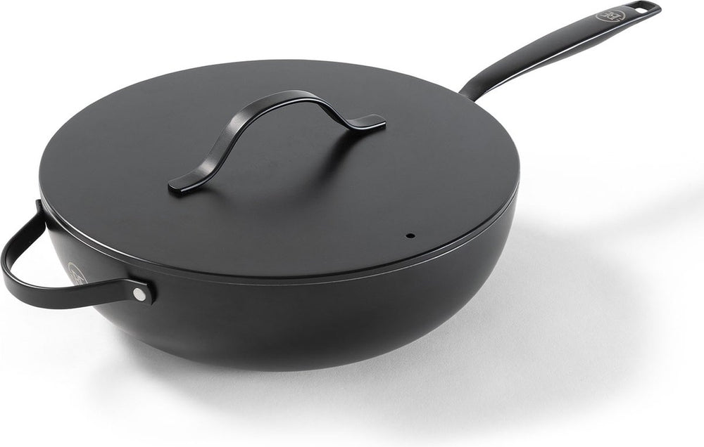 BE Living Wok pan with Lid - Ø 30 cm -. Ceramic non-stick coating - PFAS free - Suitable for all heat sources - Black